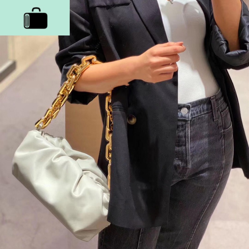 云朵包2020新款包包时尚真皮夹子包单肩斜挎饺子包粗链条手拿女包NEWLAKE高清大图