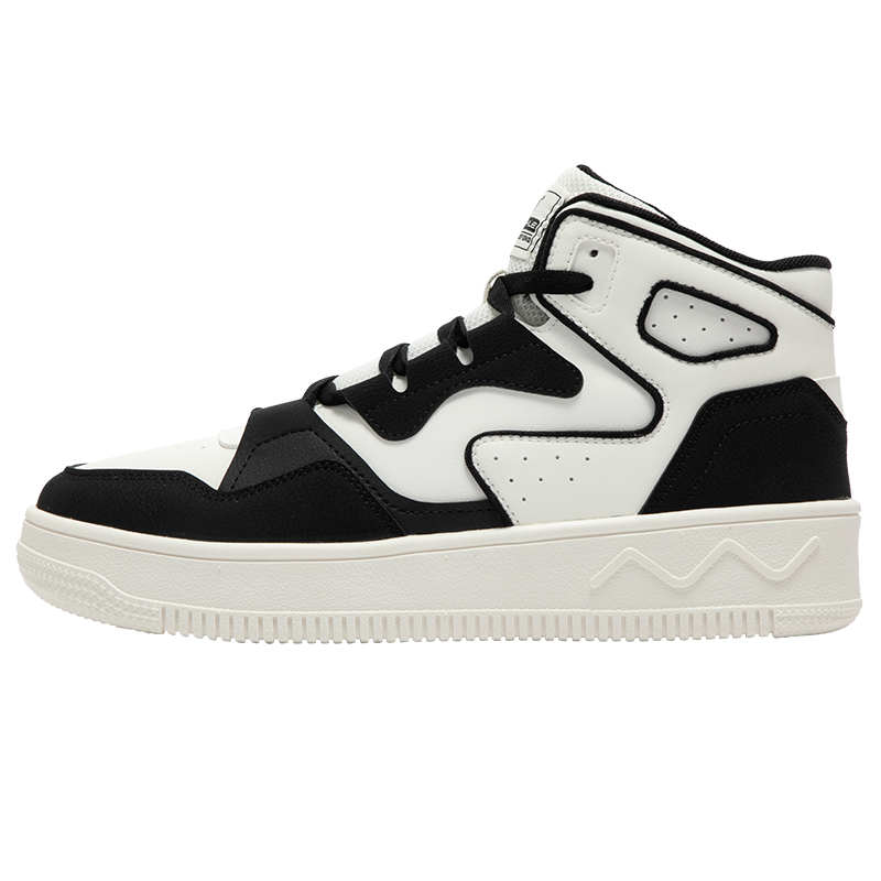 361°男鞋运动鞋新款鞋子休闲鞋百搭厚底高帮板鞋男款 羽毛白/曜石黑 42码