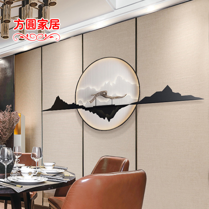 新中式创意壁挂壁饰酒店玄关过道样板房墙面立体圆形假山挂件装饰 三维工匠 120X50CM高清大图