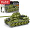 真智力t34坦克积木99履带式二战军事模型男孩马克虎式拼装玩具 [掌柜推荐]99式坦克 两种造型 送人仔