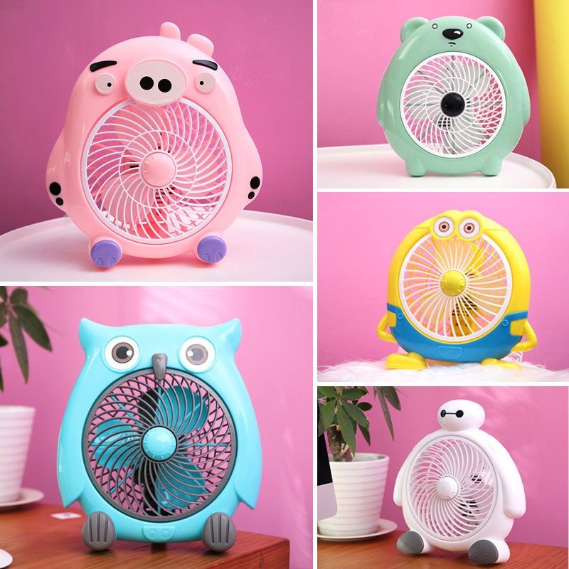 卡通电风扇台式转页扇学生宿舍迷你小风扇静音家用电扇办公室台扇 转