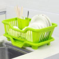 厨房放碗架 塑料用品沥水滴水碗碟架碗筷收纳置物架收纳盒收纳篮 大号正面绿色