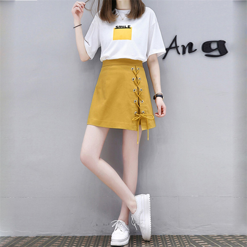 2018夏季新款时尚两件套女气质套装裙子女少女裙学生小清新连衣裙T恤+半身裙两件套
