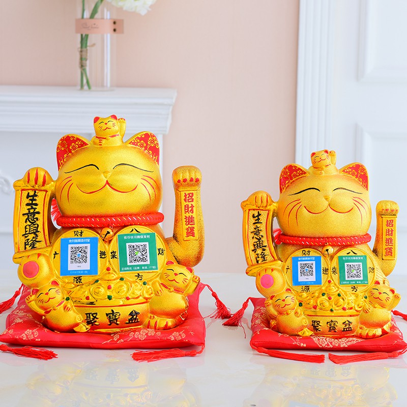 猫摆件店铺开业礼品送人二维码电动摇手陶瓷语音播报器发财猫 三维工匠 中号生意兴隆摇手〖蓝牙语音播报〗插电款猫高清大图