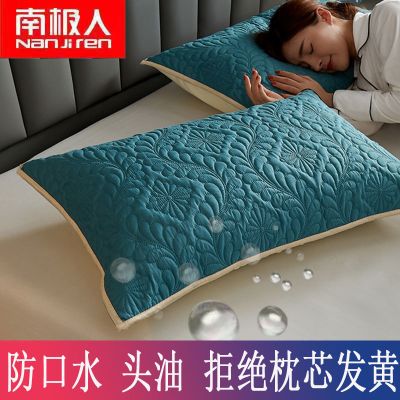 富贵花纹-墨绿 夹棉防水枕套48*74cm[单只装] 防螨枕套一对装夹棉防水枕巾单人枕头套保护枕芯套48*74cm