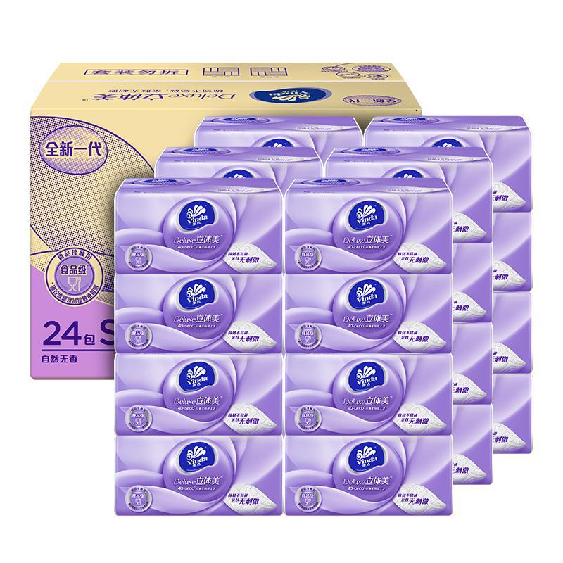 抽纸立体美3层纸巾s码108抽24包无香家用抽纸巾
