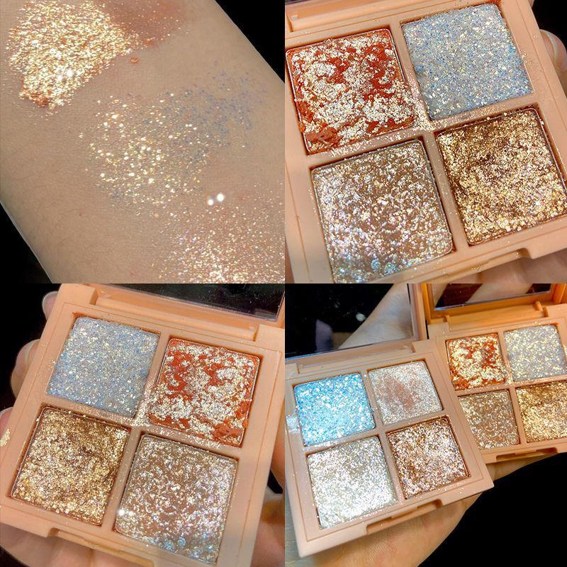 06#GLITTER BOMB单品 bling闪粉珠光4色眼影防水小盘便携钻石超闪独角兽眼影盘ins 超火