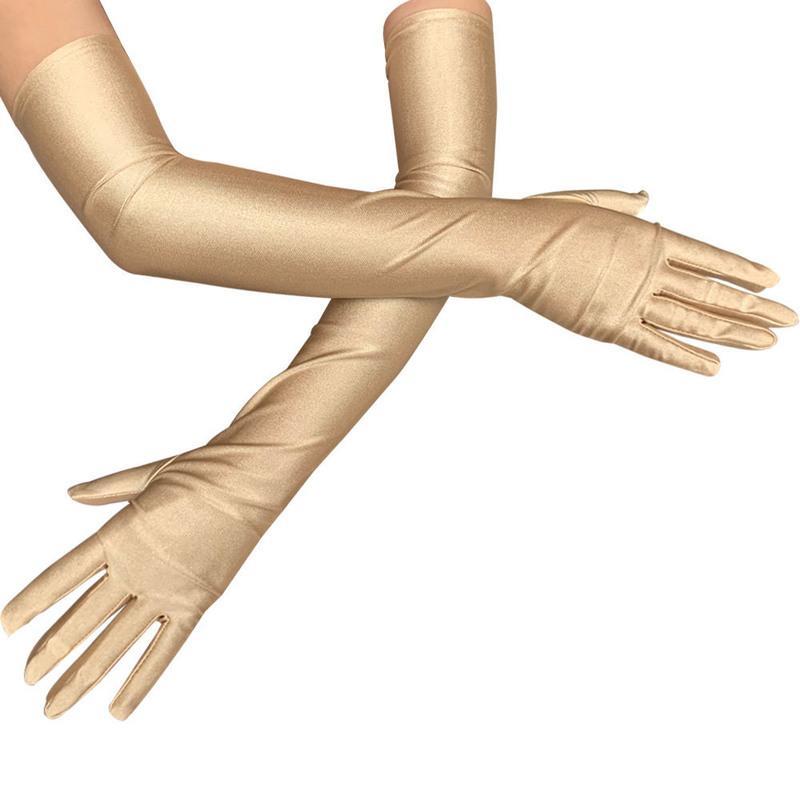 夏季全指加长防晒手套薄开车防紫外线护臂手套透气礼仪弹力手套肤色一