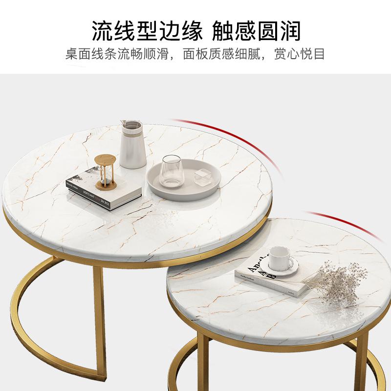 森美人北欧轻奢茶几桌客厅家用仿大理石小茶几简约小户型铁艺小圆桌高清大图