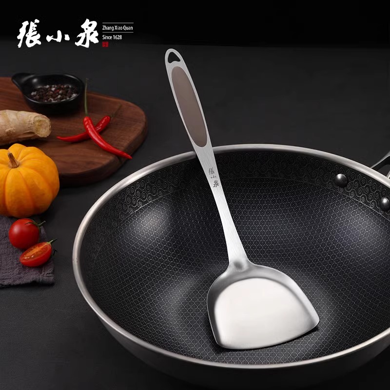 张小泉锅铲家用炒菜厨房不粘锅专用铲子不锈钢加厚长防烫厨具8138高清大图