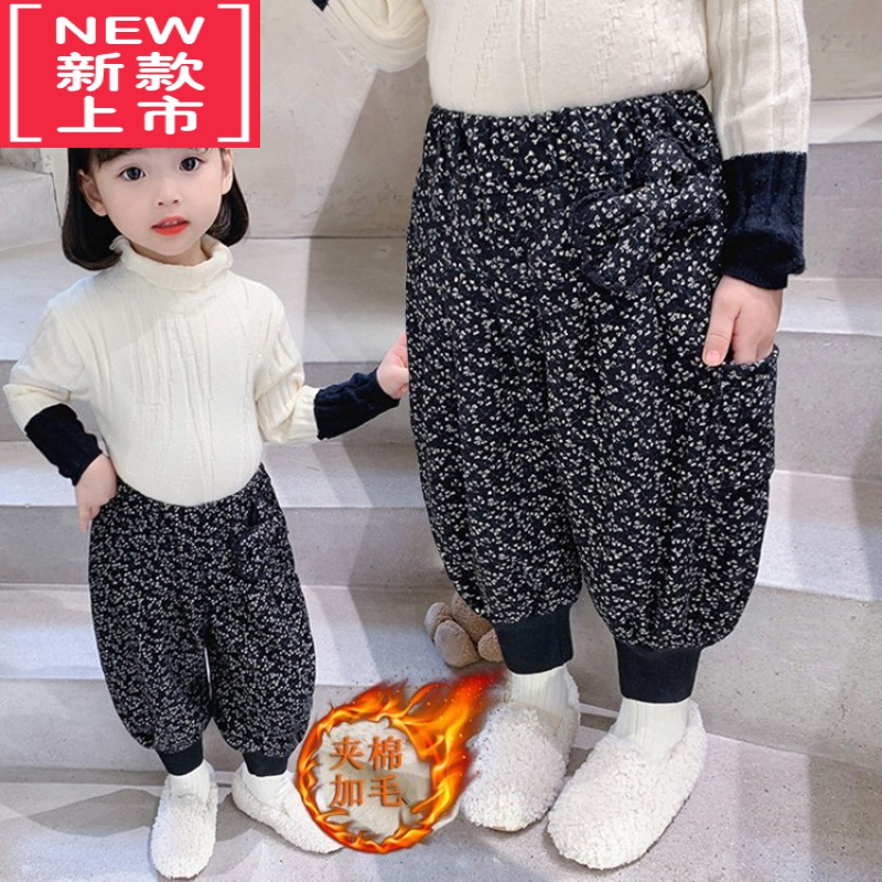 可莉允宝宝裤子秋冬加绒加厚1-3岁婴儿棉裤5女童洋气豹纹三层夹棉保暖裤