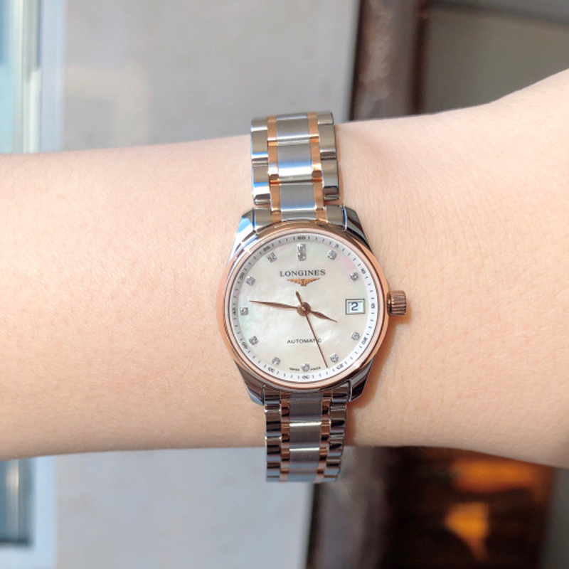 浪琴longines女士手表名匠系列珍珠母贝表盘钻石时标赵丽颖同款女士