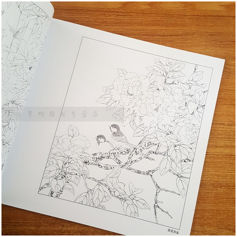 [正版]工笔实用白描画稿 小品花鸟 工笔画底稿 山水花鸟动物 白描工笔画谱临摹书手绘线描国画技法练习