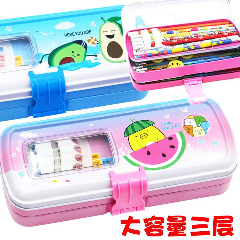 小学生文具盒儿童铅笔盒幼儿园男生女孩笔盒可爱笔袋卡通文具盒铁
