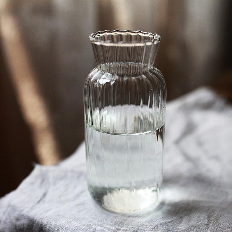 日式迷你水培条纹玻璃花瓶 手工花器 手作小玻璃瓶桌面花器zakka
