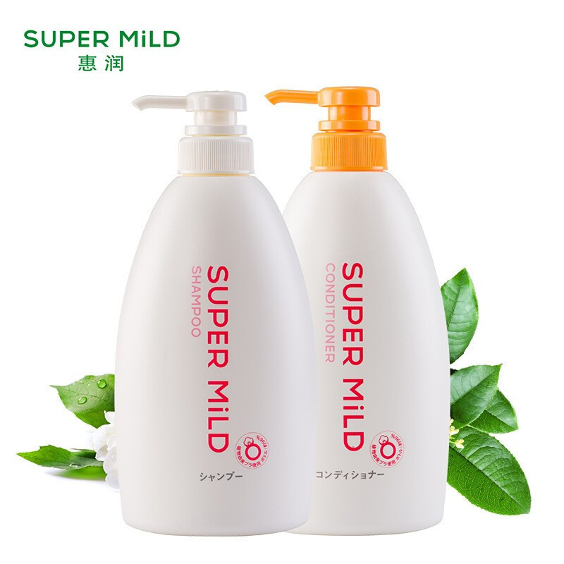 惠润SUPER MiLD 柔净鲜花芳香洗护1.2L套装 洗发水600ml+护发素600ml 无硅油 原装进口高清大图