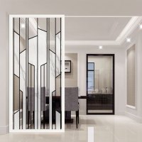 折屏现代简约屏风隔断墙玻璃客厅装饰卧室玄关洗手盆小户型轻奢_1 白色22200*900