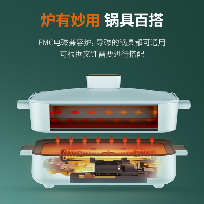 九阳多功能料理锅家用电火锅电烧烤肉锅早餐网红锅蒸煮一体电煮锅C16LL-C571