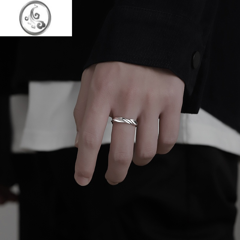 jimi银戒指男潮牌高街冷淡风网红食指戒子单身戒莫比乌斯开口指环男款