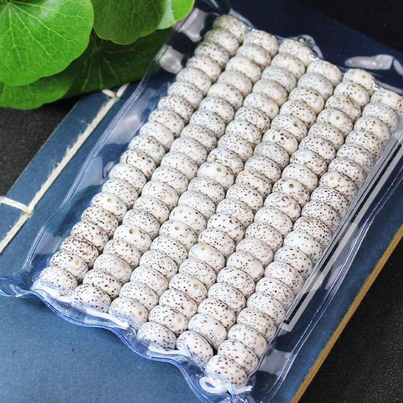 星月菩提子药片珠海南料DIY手串佛珠108颗配饰垫片高密顺白未脱脂