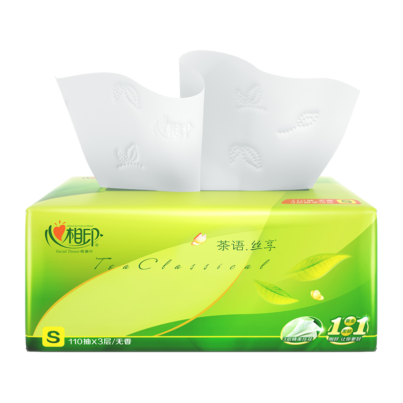 心相印 茶语丝享系列3包110抽三层塑料纸面巾3包(110抽/包)高清大图