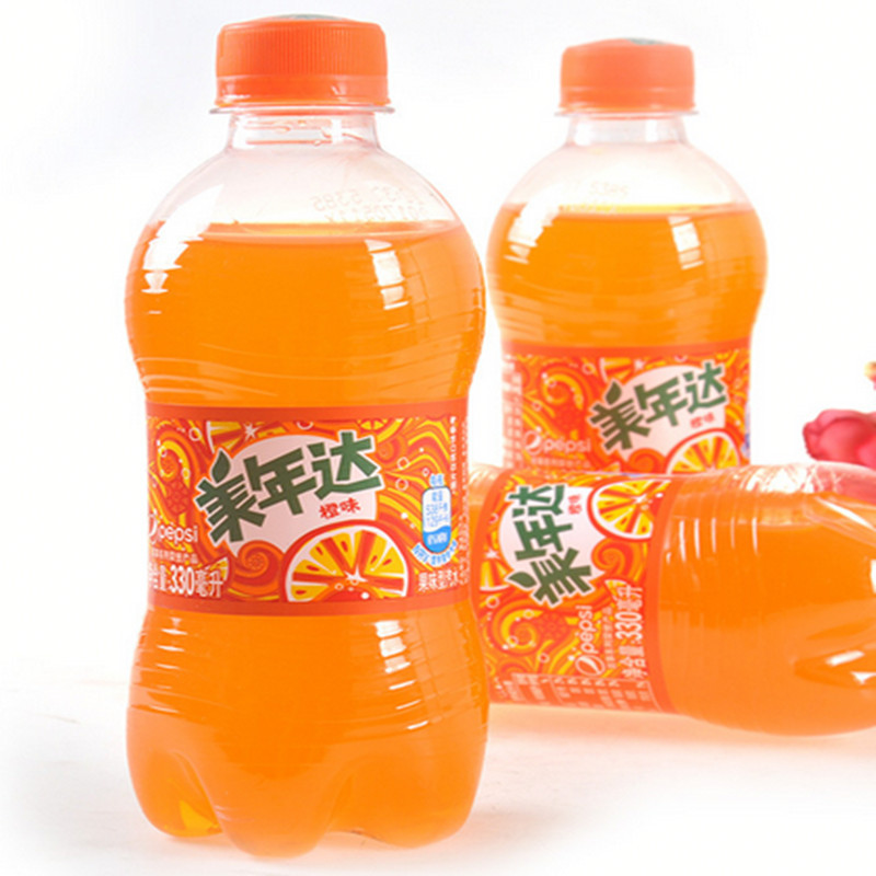 美年达橙味汽水瓶装300ml