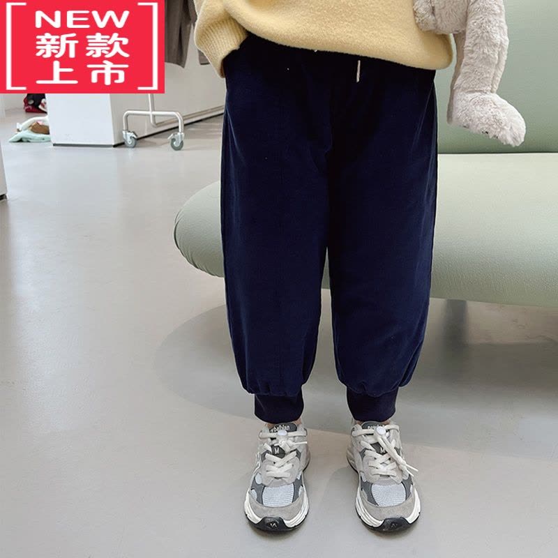 可莉允女童灯芯绒裤2022冬季新款儿加厚保暖长裤宝宝束脚休闲裤保暖裤图片