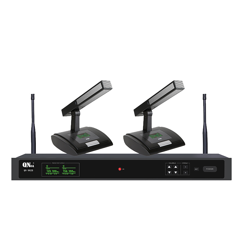 启诺QN-962B一拖二无线会议话筒(短咪) 黑灰(套) 黑色