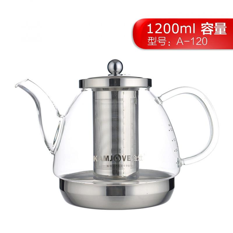 金灶(KAMJOVE) 耐热玻璃茶壶 不锈钢过滤花茶壶电陶炉煮茶壶电磁炉专用烧水壶 A120/1.2升高清大图