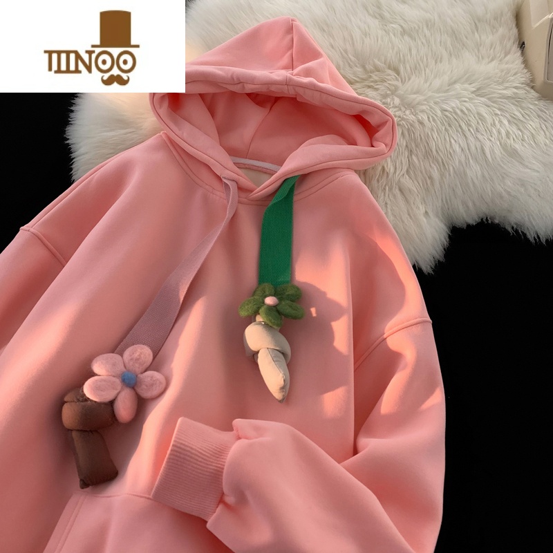 YANXU抽绳连帽卫衣男2023美式复古韩版青春流行宽松百搭设计感上衣连搭高清大图