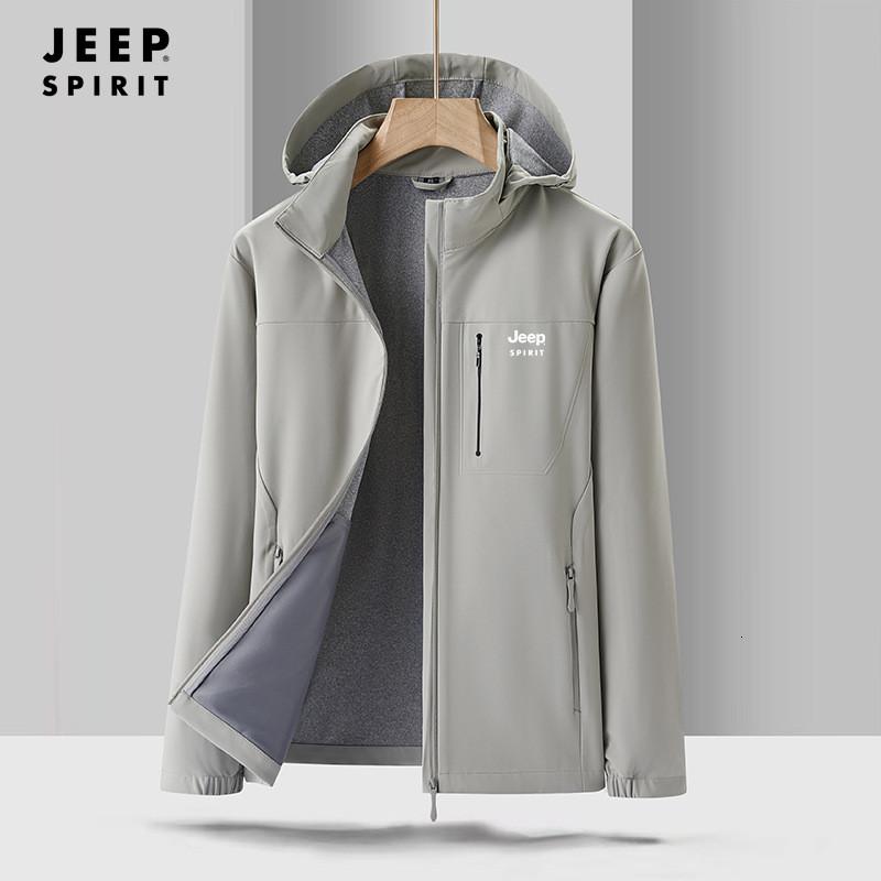 JEEP SPIRIT户外弹力软壳衣外男防风防水薄款春秋外套骑行徒步夹克登山服