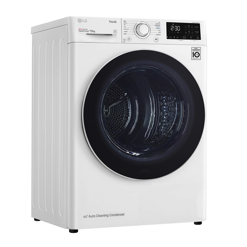 韩国原装进口LG RH10V3AV4W/SC 10KG烘干机高效除菌除螨热泵 双变频自动清洁滚筒干衣机 白色
