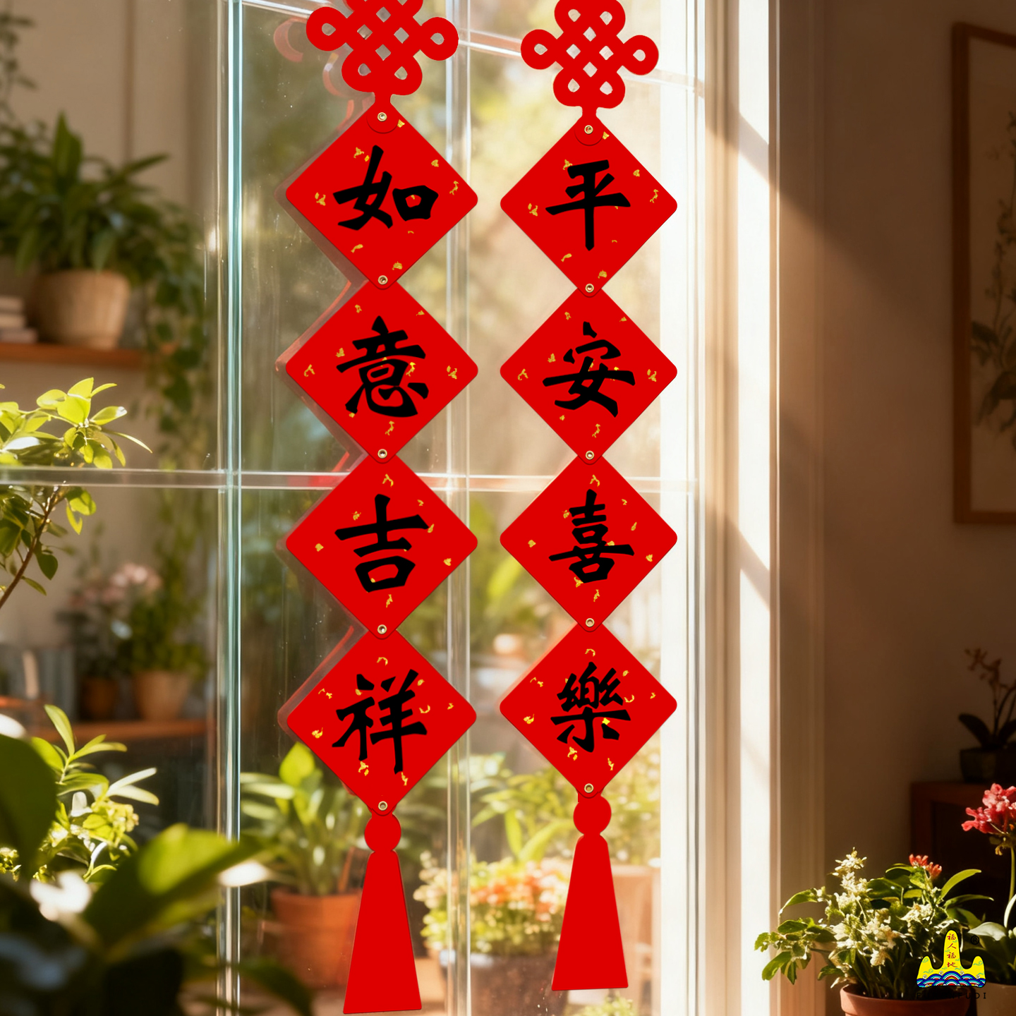 福人福地喜庆装饰挂件新年特种纸长串挂饰2026年春节过年创意布置高清大图