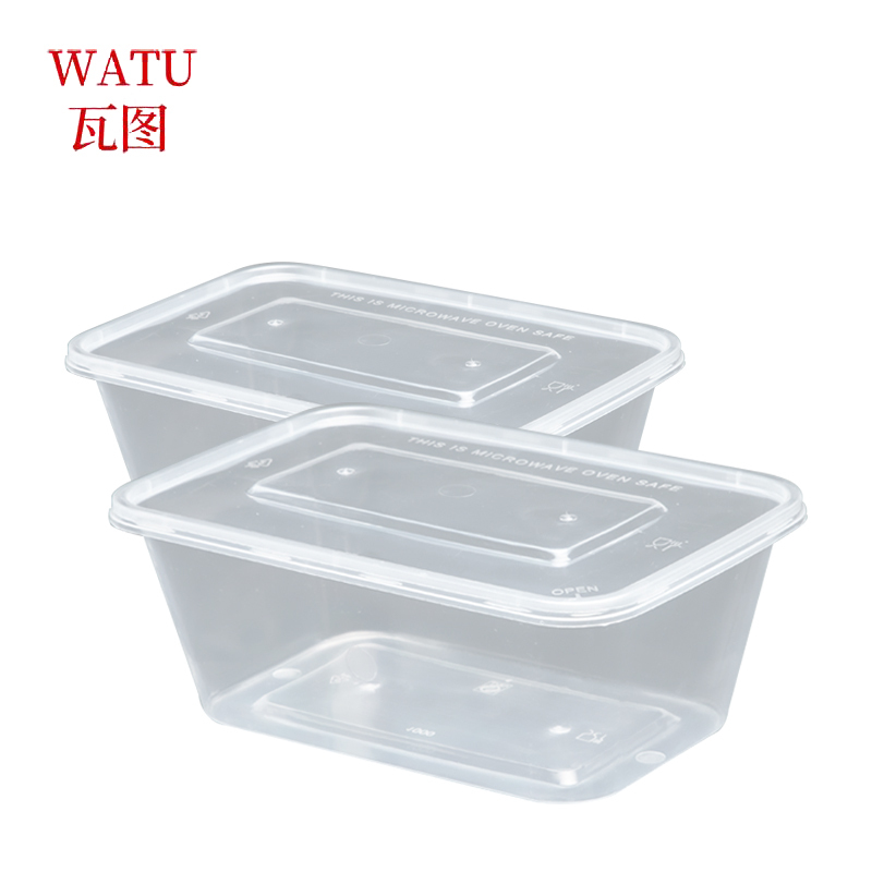 瓦图 一次性饭盒快餐外卖打包盒PP塑料餐盒方形1000ml 300个装高清大图