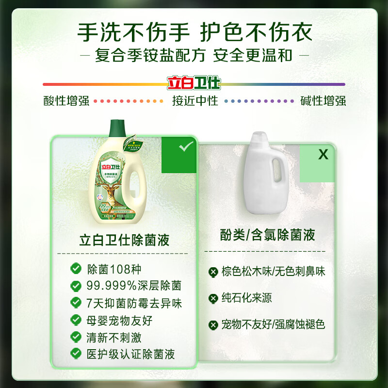 立白 卫仕复合季铵盐除菌液1.5L 除菌抑菌防霉护色配洗衣液 茶园香高清大图