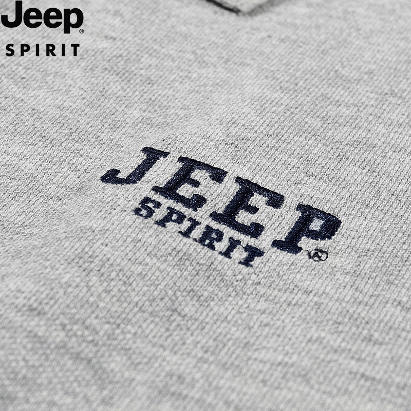 JEEP SPIRIT吉普短袖T恤男衫纯色翻领POLO衫商务纯棉打底衫潮流高清大图