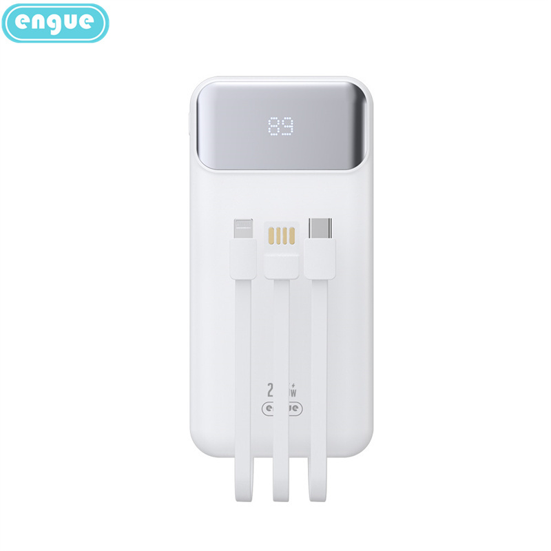 engue恩谷 锂聚合物带线数显移动电源EG-LP18快充白色