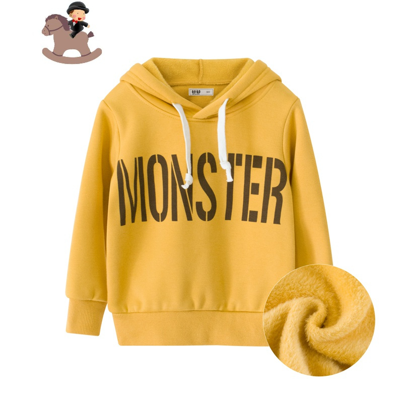 yuebin2020秋冬新款男儿童卫衣连帽衫韩版童装加绒长袖 女宝宝上衣