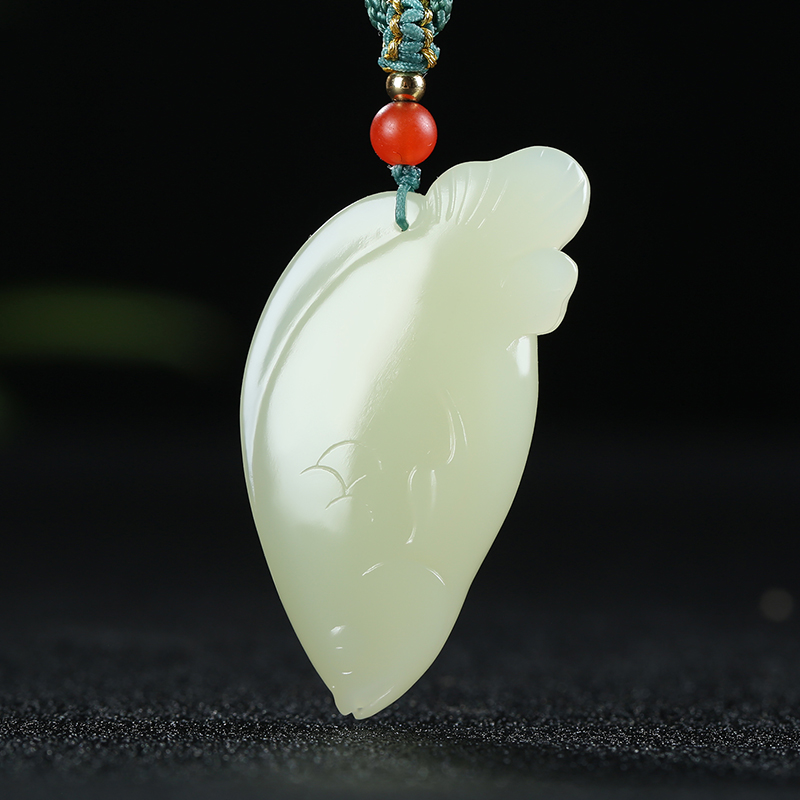 [富贵有余]新疆和田玉吊坠男女款玉坠白玉鲤鱼挂件玉佩天然玉石