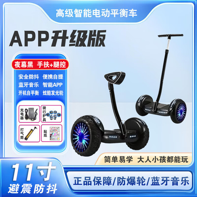 ZJLQ运动户外代步工具智能电动双轮平行车-11寸至尊版黑色APP套装高清大图