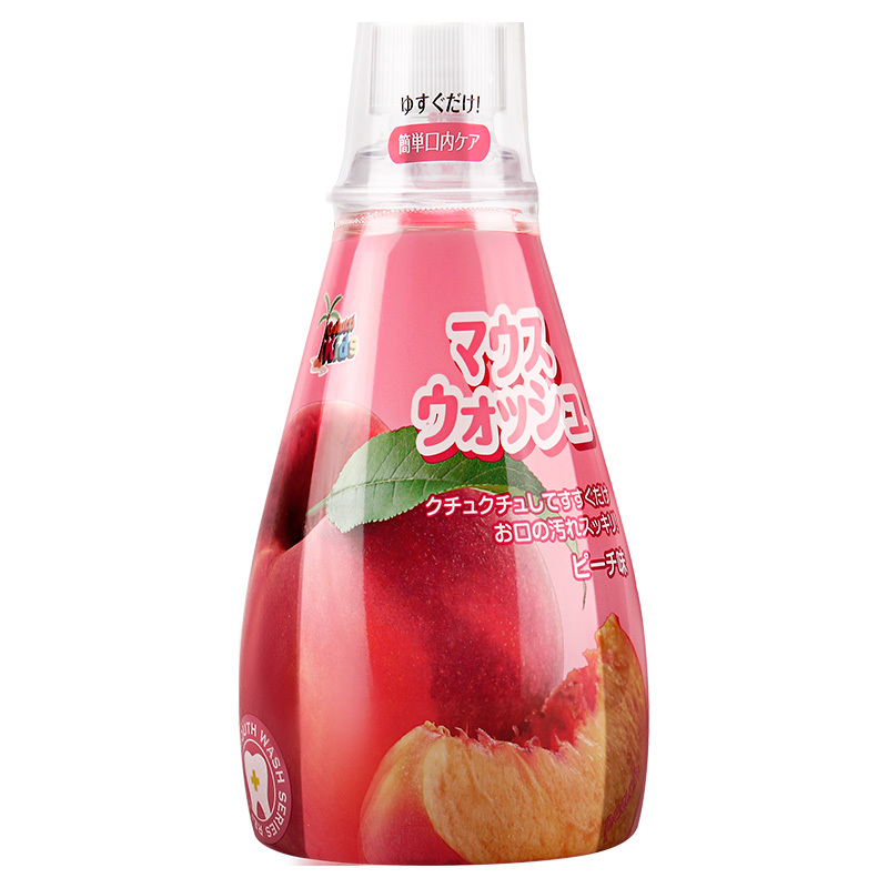 日本进口德露宝儿童漱口水宝宝专用3-6-12岁防蛀可吞咽水蜜桃果味340ml