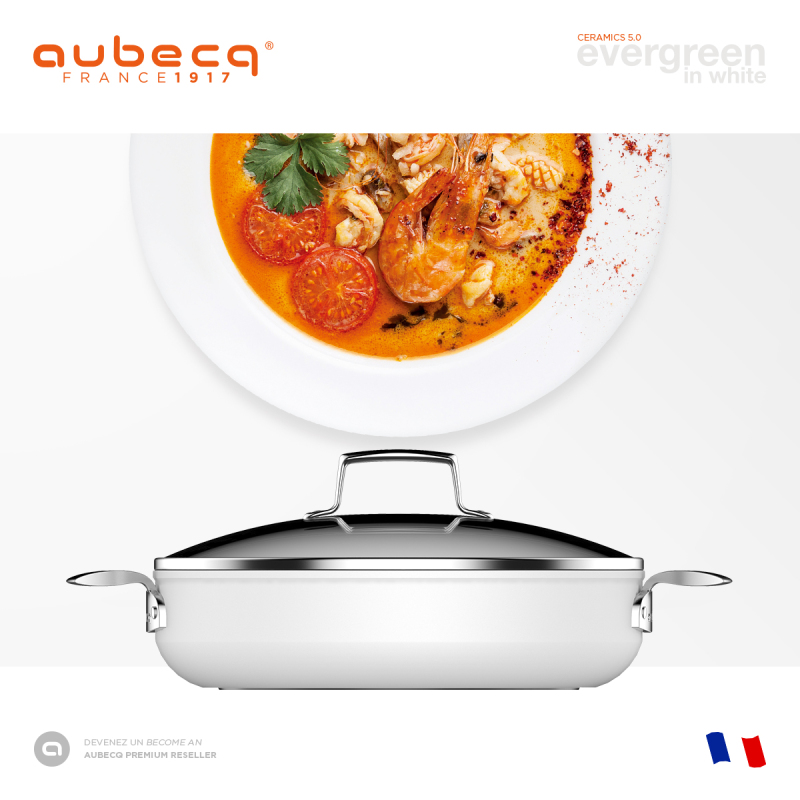 aubecq 欧贝克 进口陶瓷 汤锅炖锅电磁炉通用大容量家用煲汤不粘锅 28cm