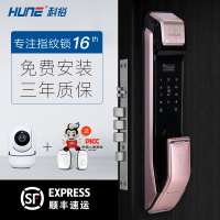 HUNE科裕智能锁 推拉式家用指纹锁 防盗门密码锁 电子锁大门锁 X80（幻影金）网络版