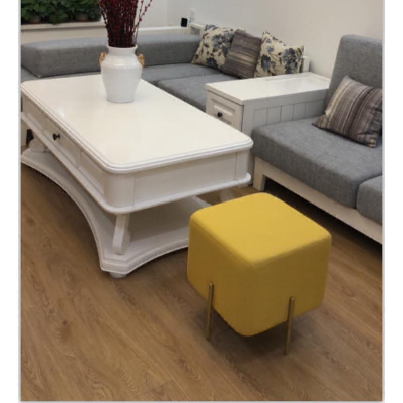 森美人北欧布艺沙发脚踏凳家用单个小沙发客厅方踏脚蹬方塌搁脚凳换鞋凳 麻布黄色45*45*42 默认尺寸