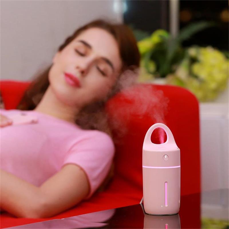 ESCASE 空气加湿器 ES-HF-03 微喷雾 静音迷你 七彩夜灯 办公室卧室车载USB 智能杯补水器补水仪 粉色