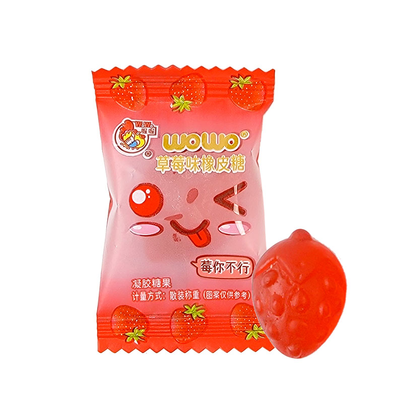 喔喔橡皮糖凝胶软糖草莓白桃香橙葡萄味散装250g/500g结婚喜糖高清大图