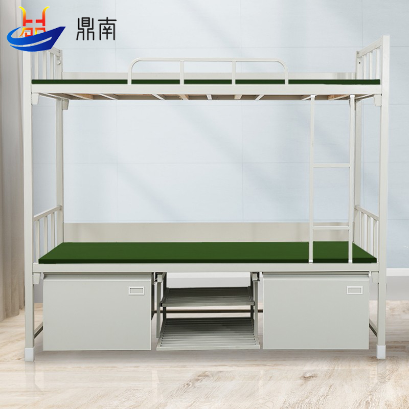 鼎南双层床钢制高低床公寓宿舍加厚班排双人床含床下柜鞋柜高清大图