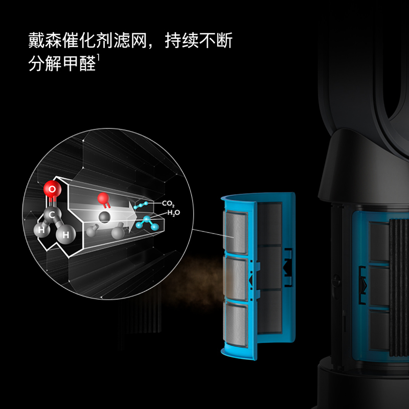 戴森(Dyson)空气净化风扇HP09 取暖净化凉风扇三合一 监测并除甲醛 整屋循环净化空气净化器 电风扇 黑金色