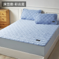 冷感床垫夏季凉感软垫夏天透气冰凉可水洗薄款防滑褥子床笠保护垫_802 1.2m（4英尺）床 彩云蓝-床笠款【凉感床垫】