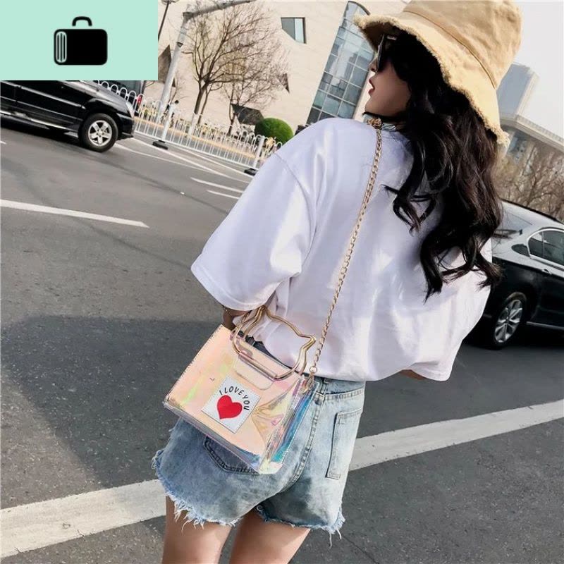 透明女包2019新款镭射包链条可爱单肩包个性炫彩果冻包手提斜跨包NEW LAKE女士单肩包图片